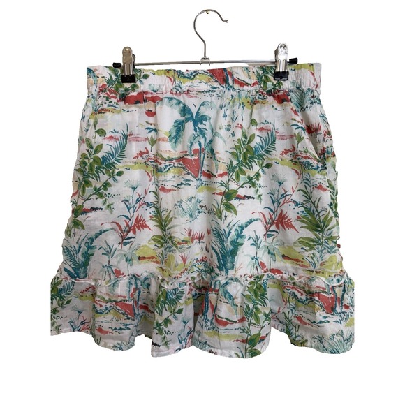 Sigrid Olsen Dresses & Skirts - Sigrid Olsen Tropical Print Ruffle Hem ALine Mini Skirt Boho Resort Style M